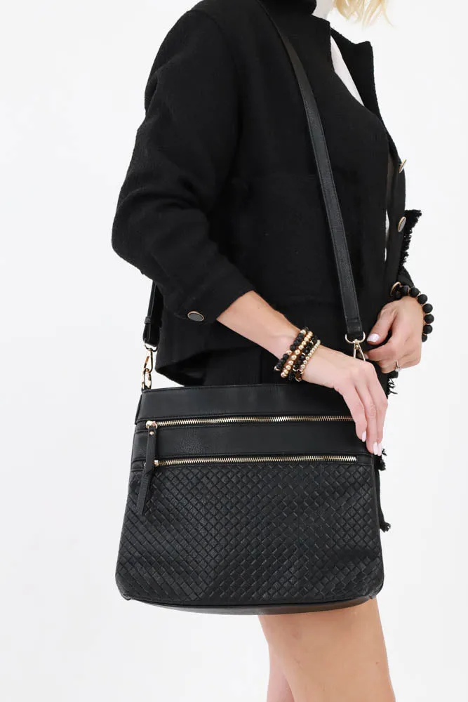 Alecia Woven Crossbody Bag - Taupe