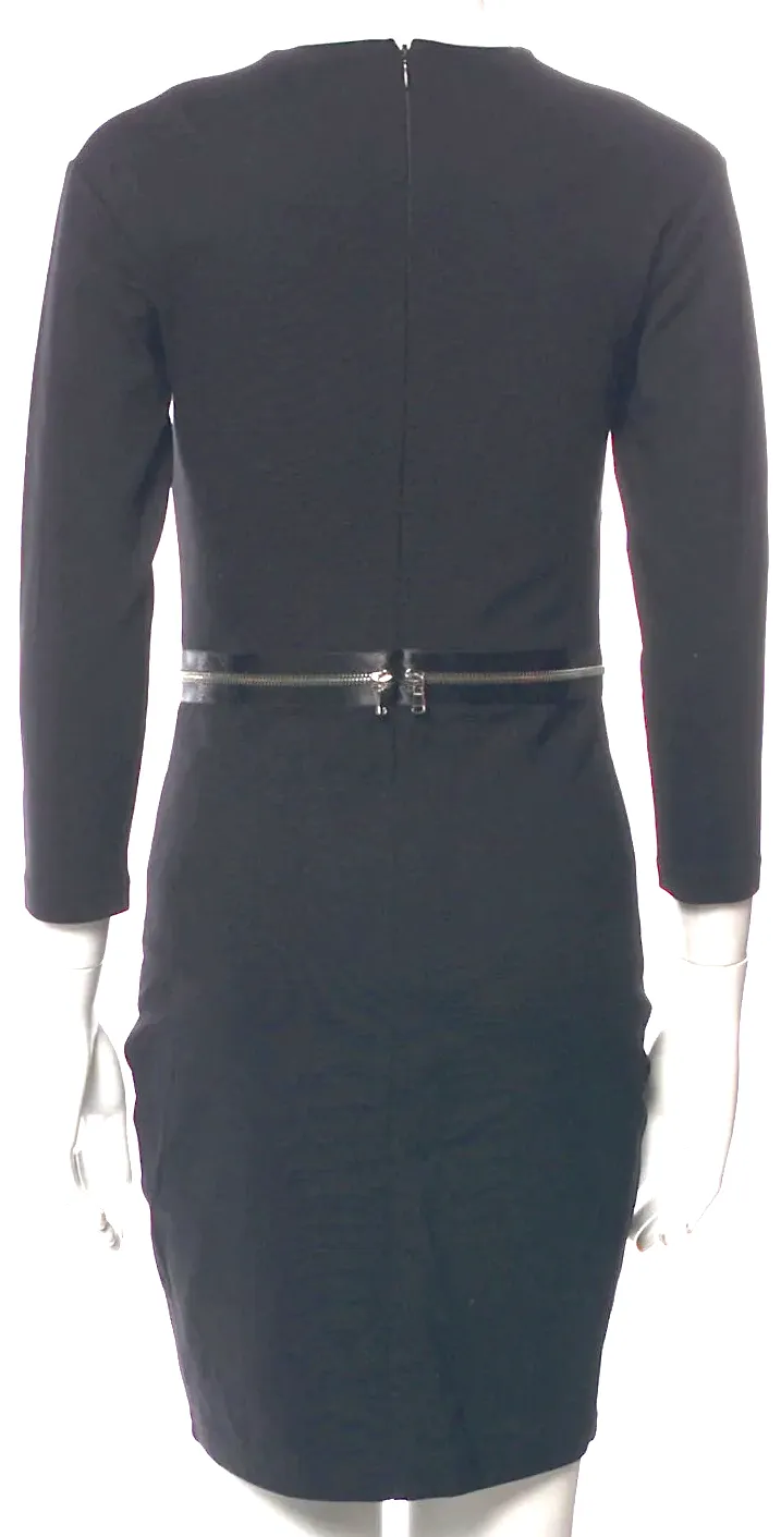 Alexander McQueen UK. McQ. Black Viscose Blend Crew Neck Mini Dress
