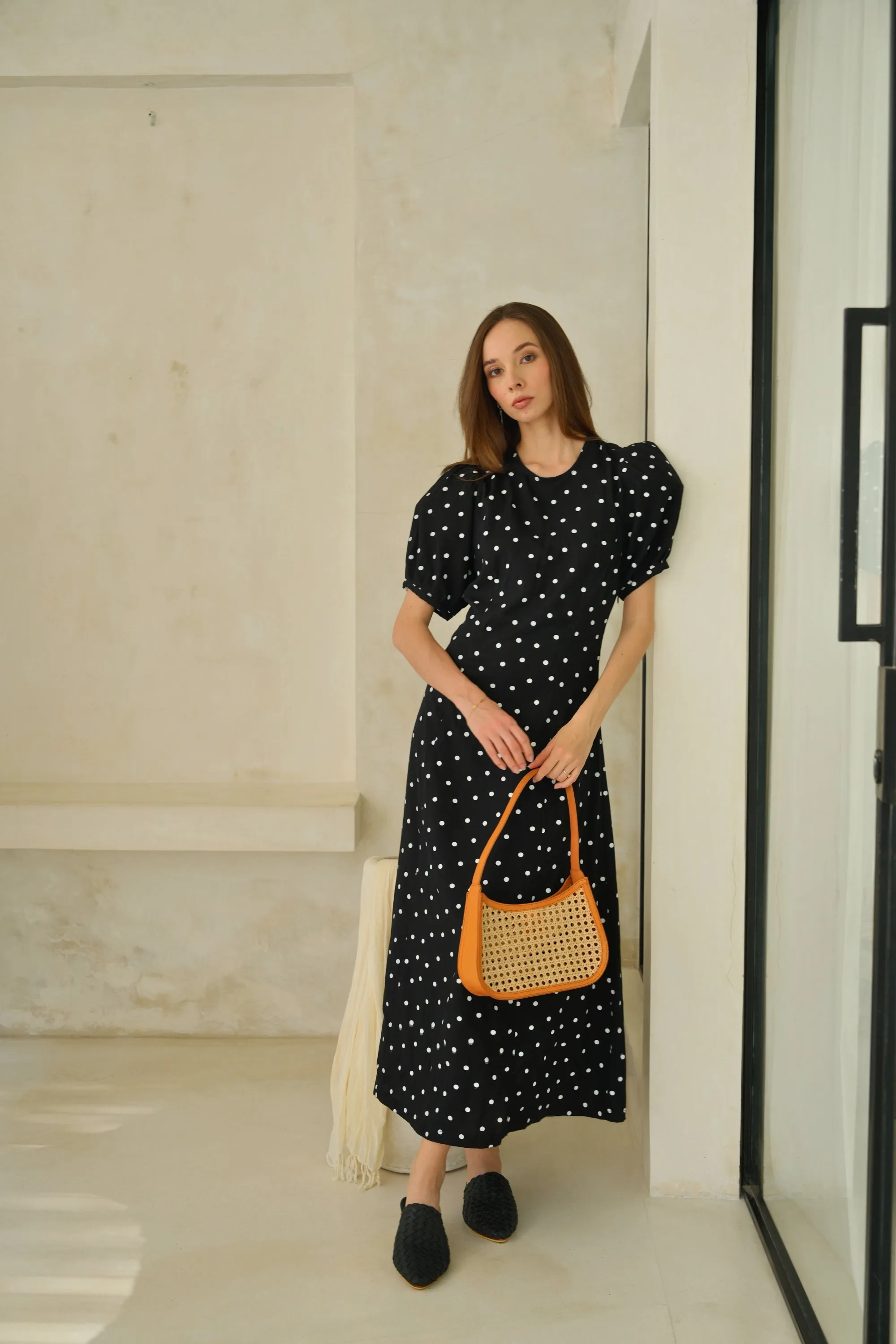 Alma Cane and Leather Mini Tote in Tan
