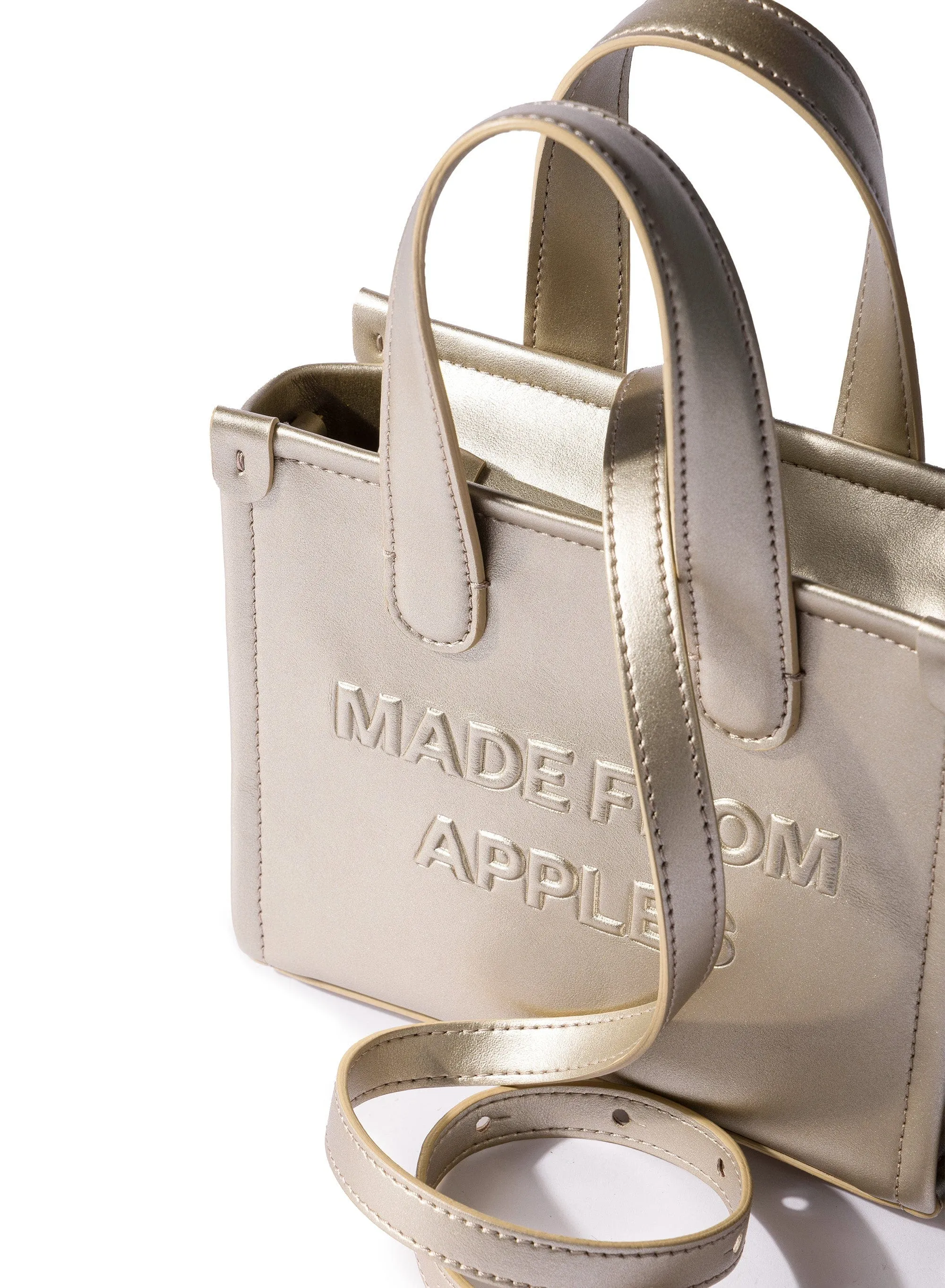 Alma S Apple Leather Vegan Tote Bag | Champagne
