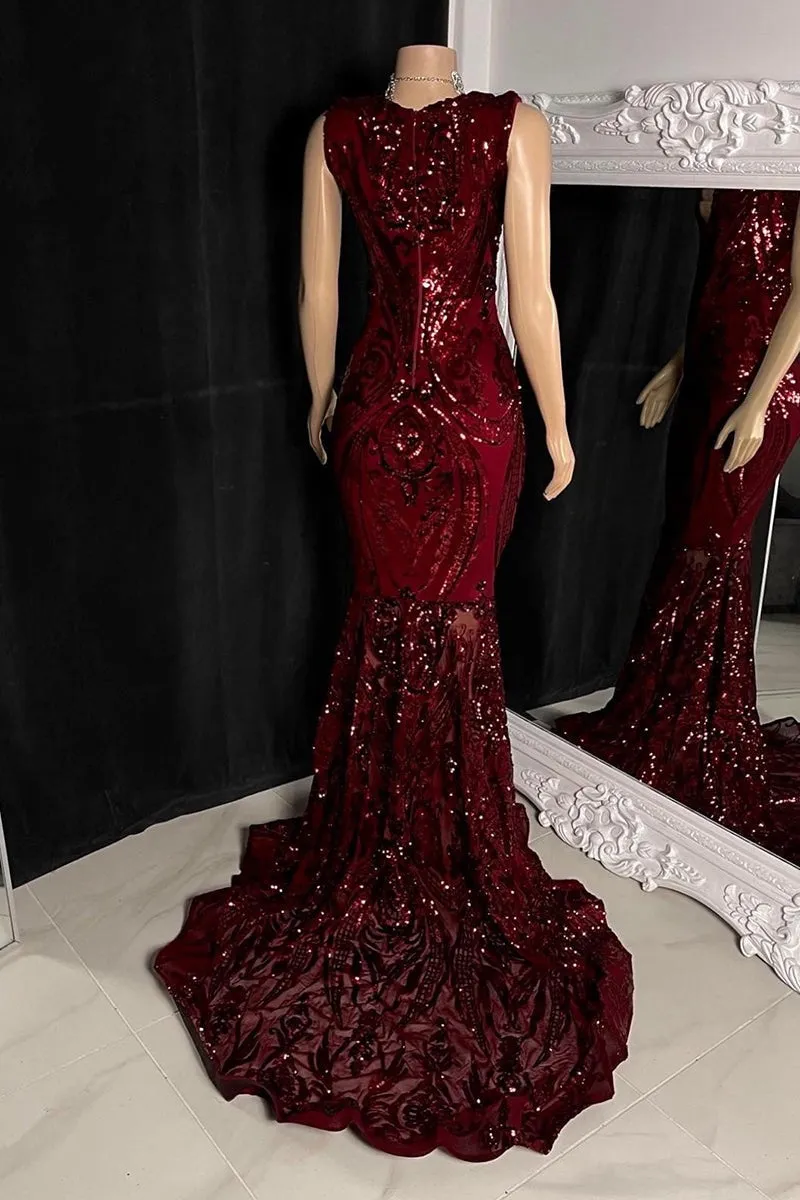 Amazing Sequins Mermaid Prom Dresses Sleeveless V-Neck Online