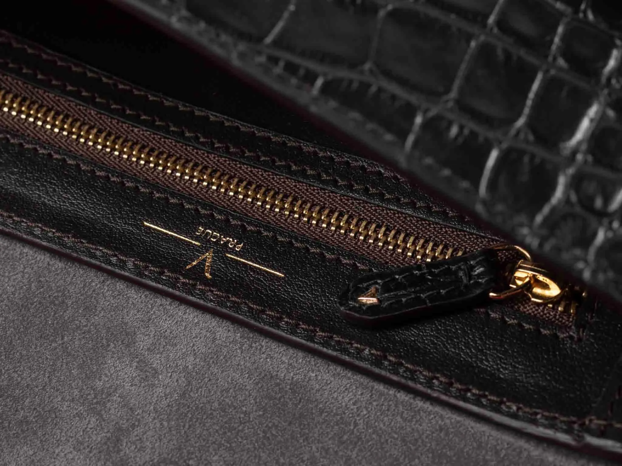 Ana Croc Crossbody, Matte Black