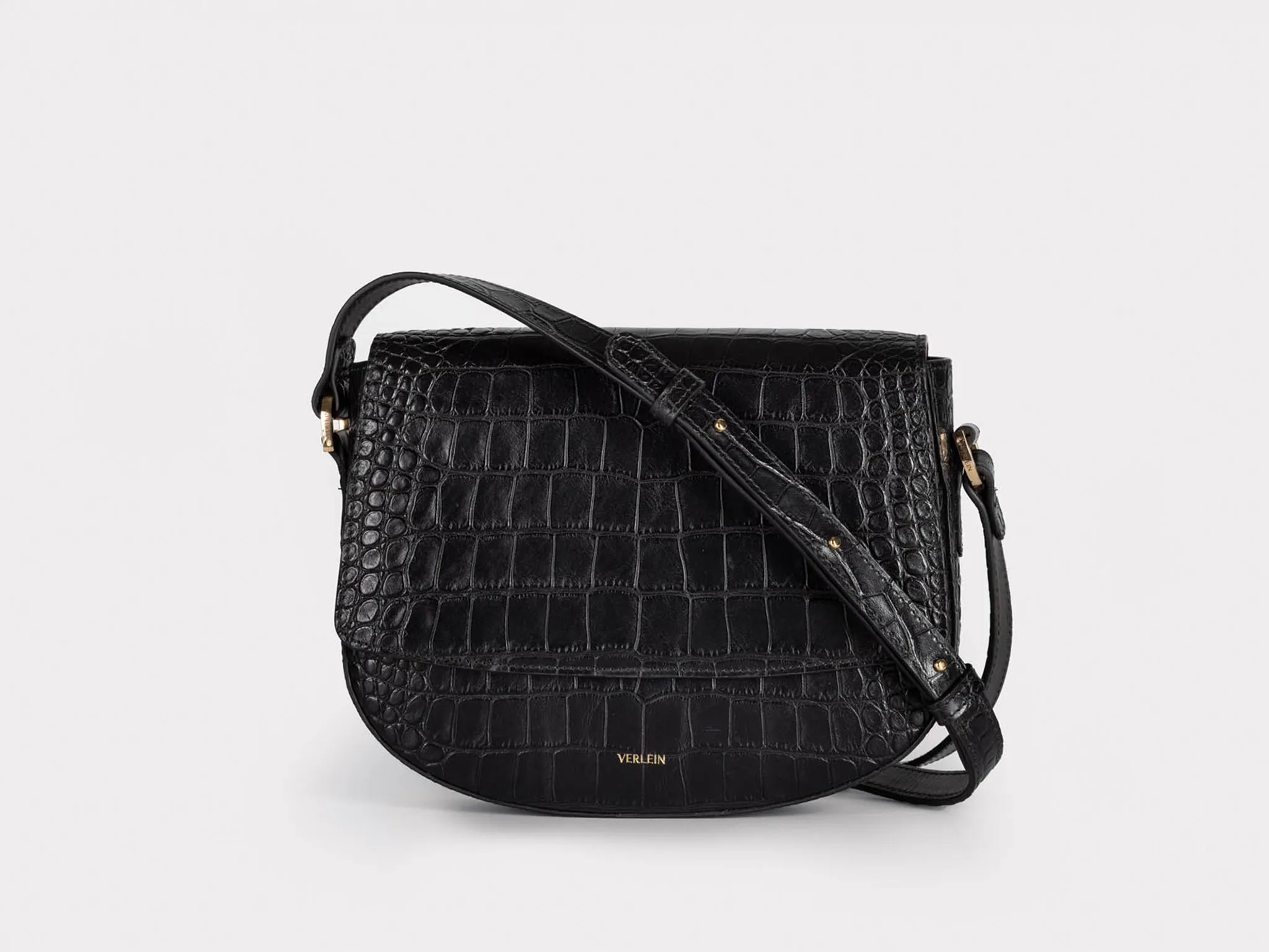 Ana Croc Crossbody, Matte Black