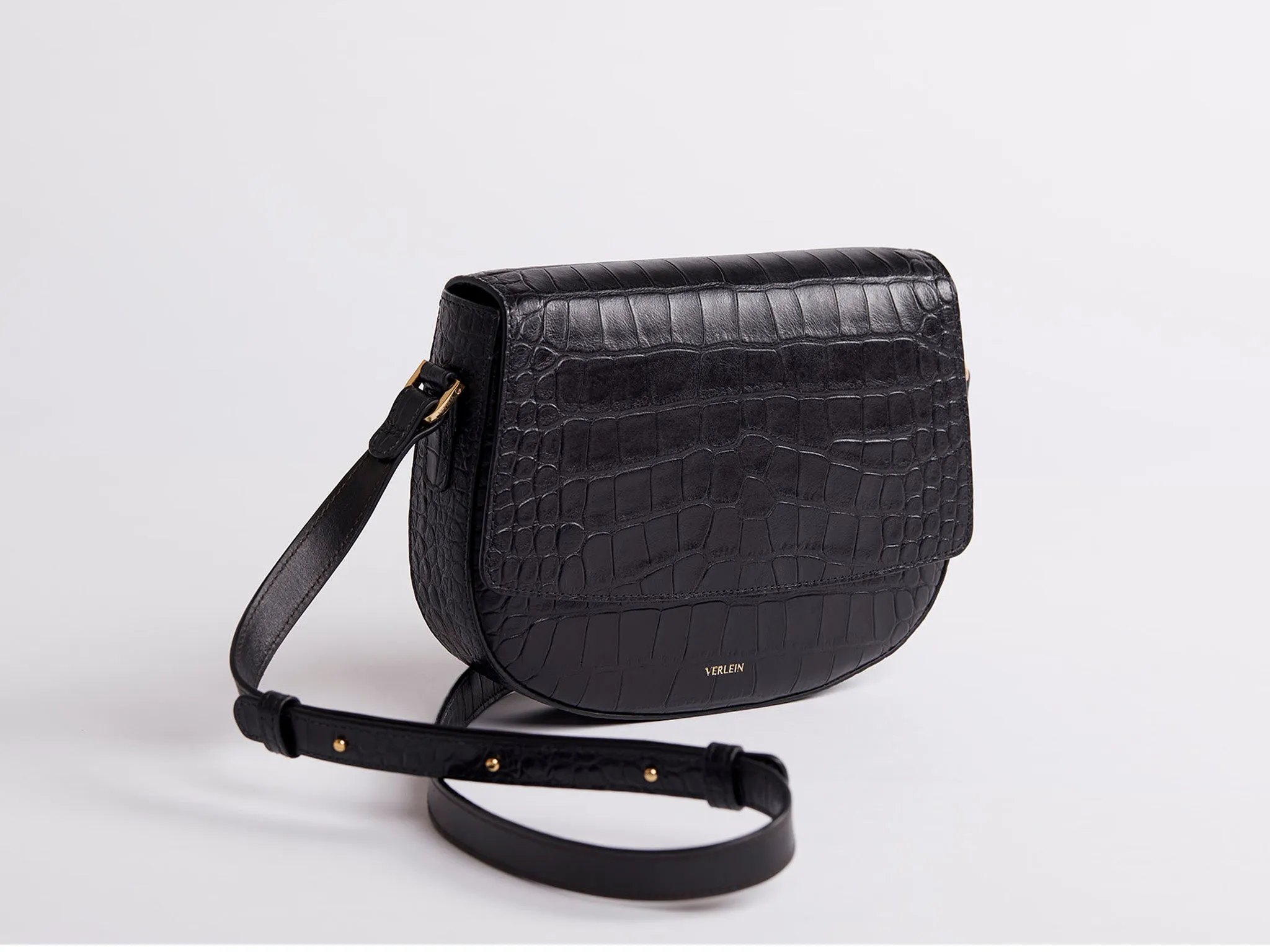 Ana Croc Crossbody, Matte Black