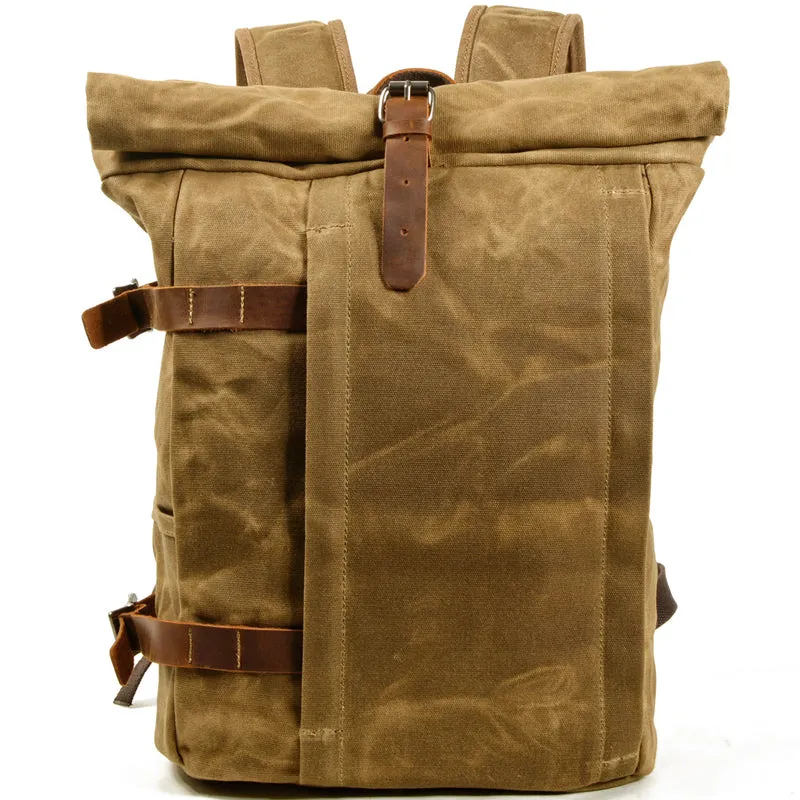 Anti-theft Canvas Laptop Backpack Roll Top