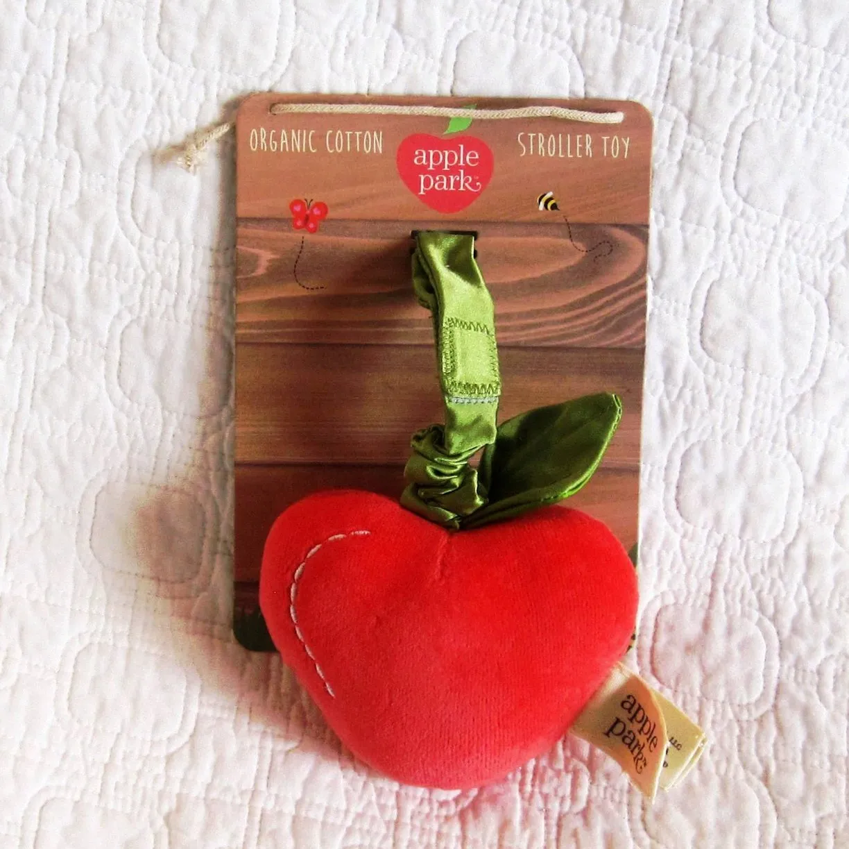 Apple Stroller Toy, Organic Cotton Velour by Apple Park, Ages 6 mo. 