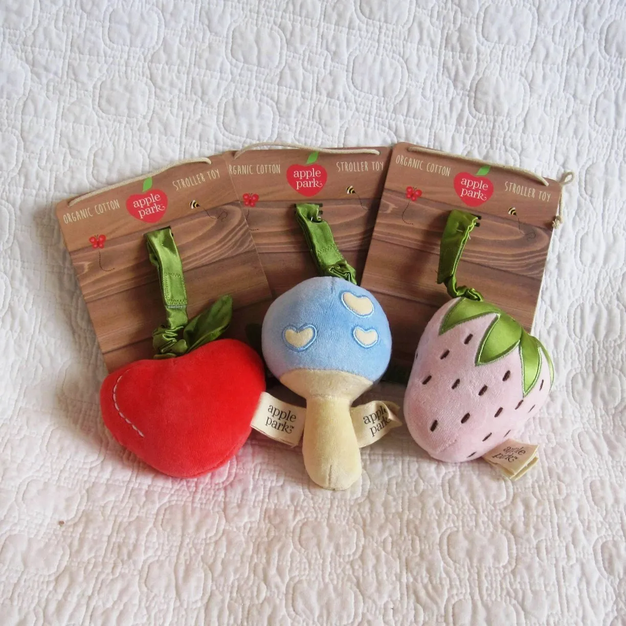 Apple Stroller Toy, Organic Cotton Velour by Apple Park, Ages 6 mo. 