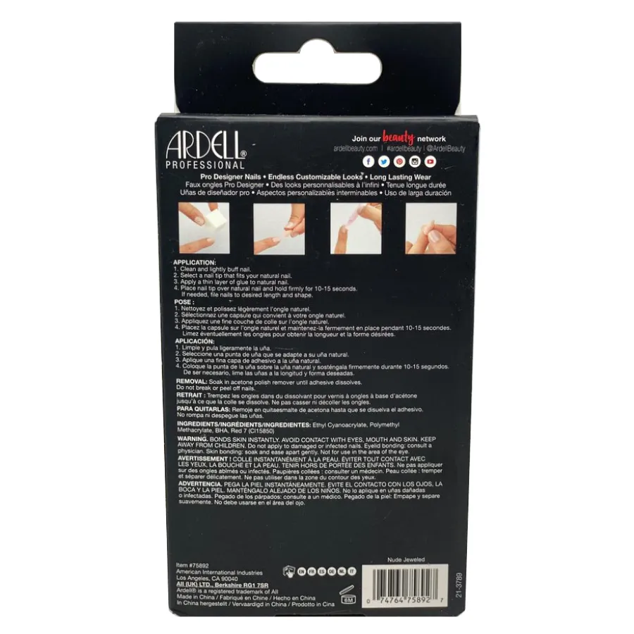 Ardell Professional Premium Nail Addict Artificial Nail Set - Nude Jeweled