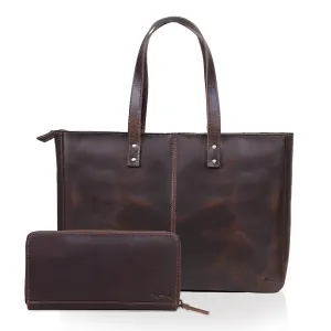 Ariana Buffalo Leather Tote Bag   Wallet Set