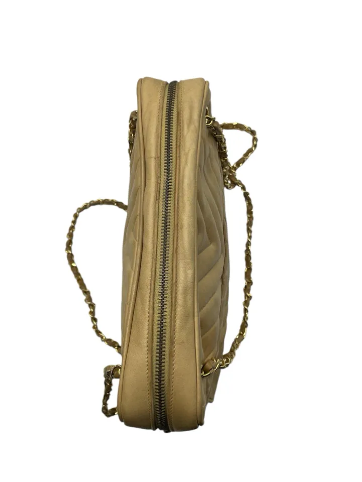 AS IS Vintage Chanel V-Stitch Chain Shoulder Tote  Bag