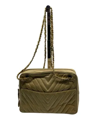 AS IS Vintage Chanel V-Stitch Chain Shoulder Tote  Bag