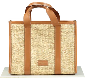 Aspinal Of London Henley Raffia Tote Bag Natural Raffia & Smooth Tan