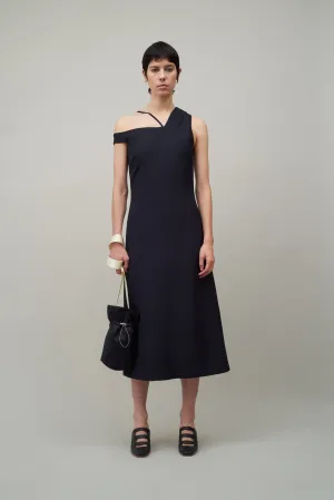 ASYMMETRIC OFF SHOULDER DRESS - BLACK