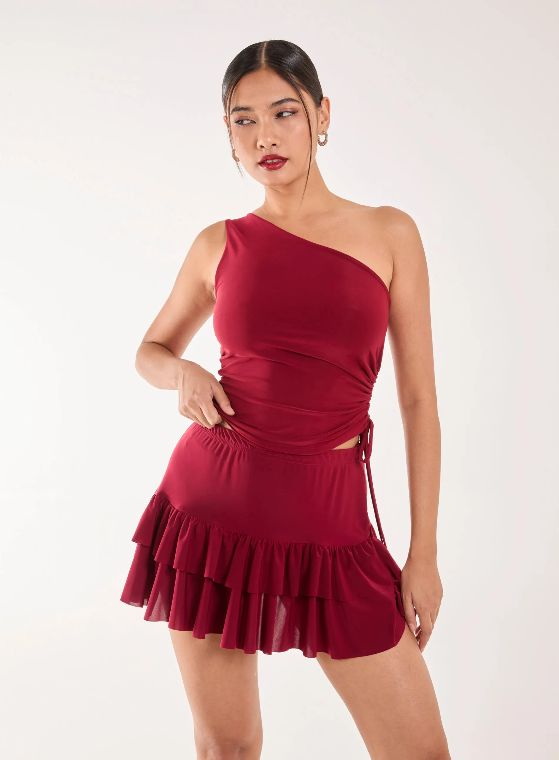 Asymmetric Side Ruched Top