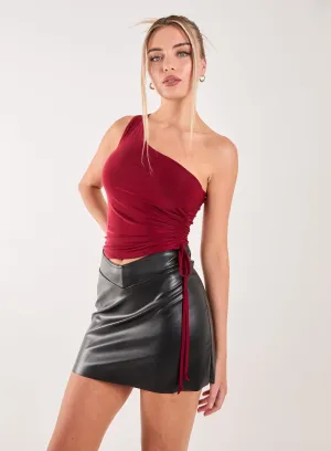Asymmetric Side Ruched Top