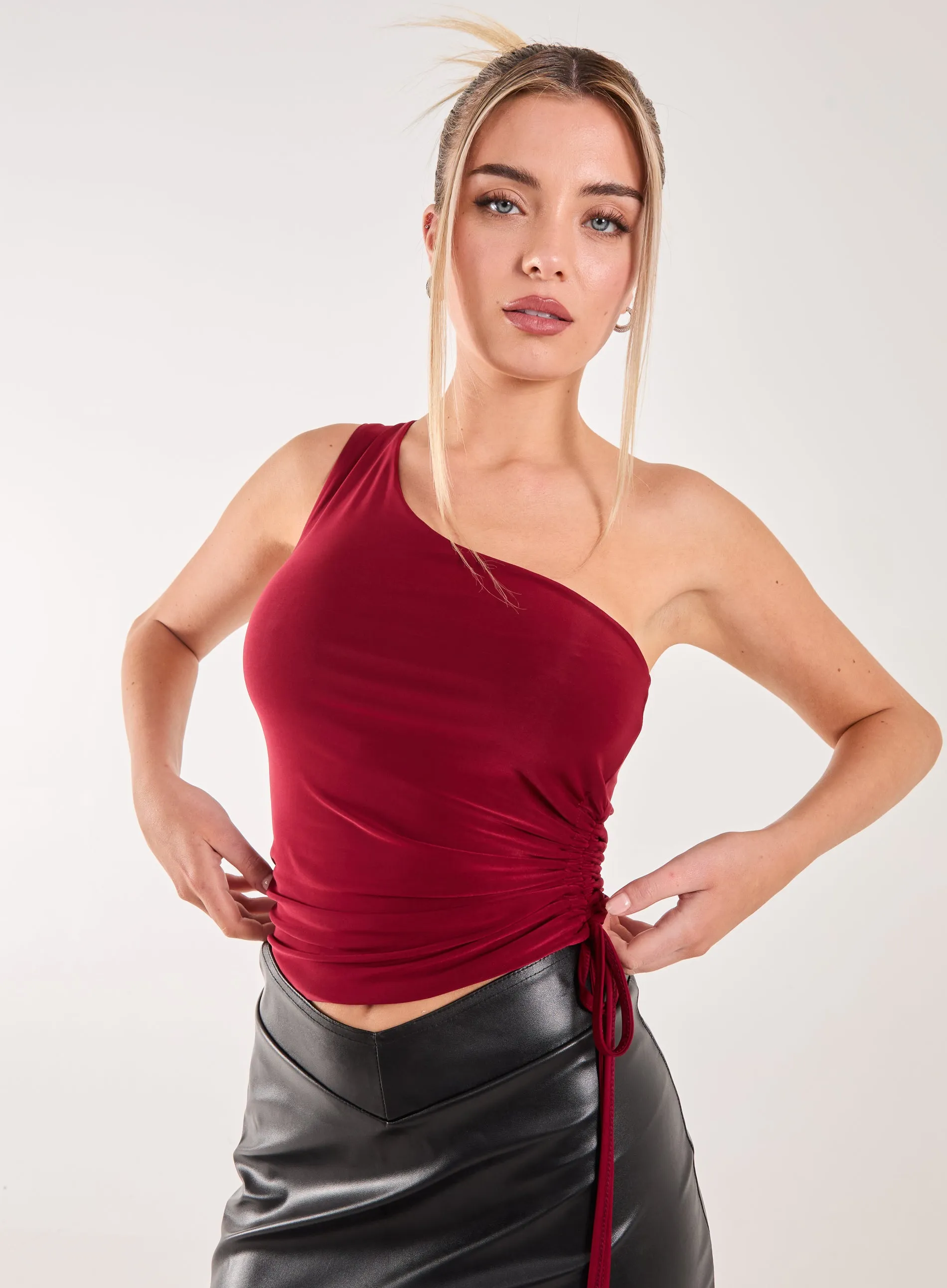 Asymmetric Side Ruched Top