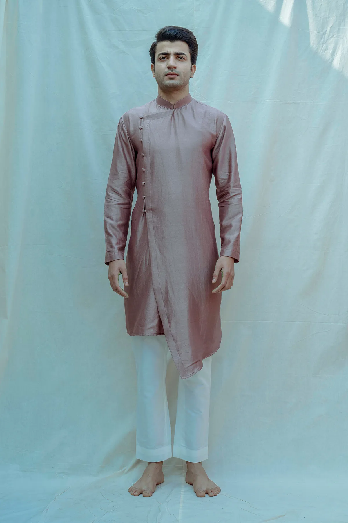 Asymmetry Overlapped Kurta In Chanderi Silk
