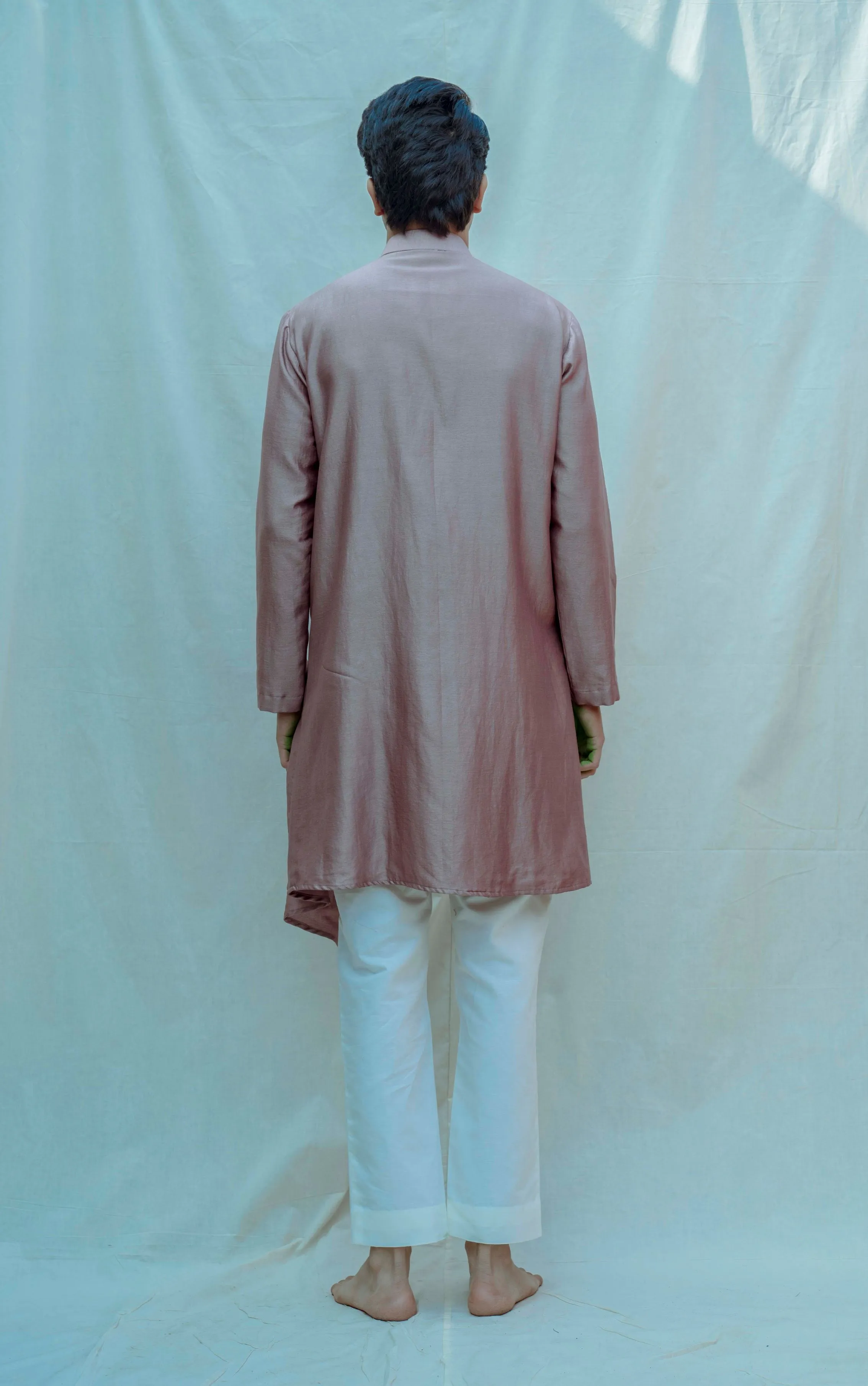 Asymmetry Overlapped Kurta In Chanderi Silk