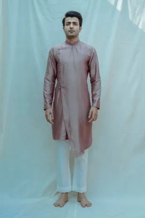 Asymmetry Overlapped Kurta In Chanderi Silk