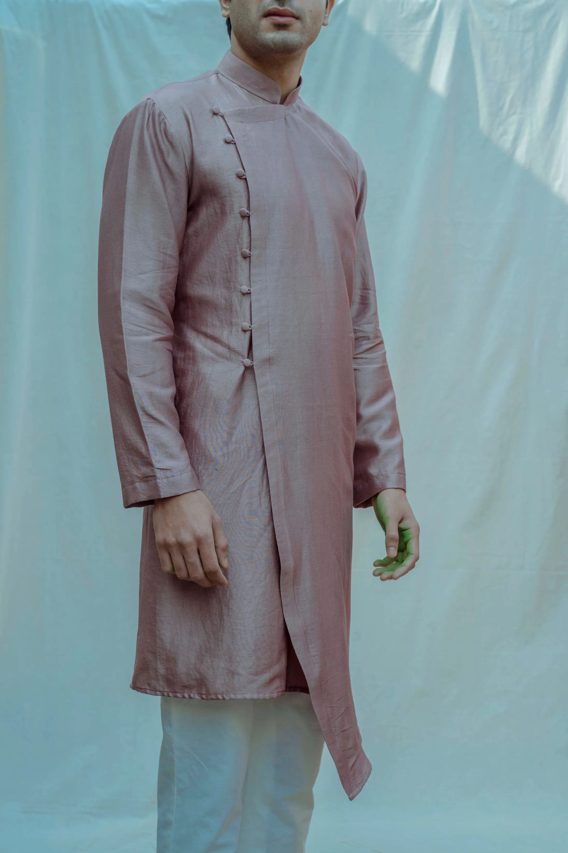 Asymmetry Overlapped Kurta In Chanderi Silk