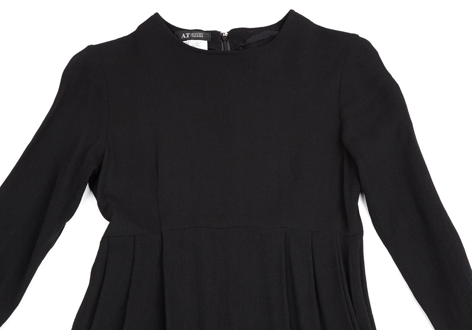 A/T Atsuro Tayama Japan. Black Pleat Switching False Collar Dress