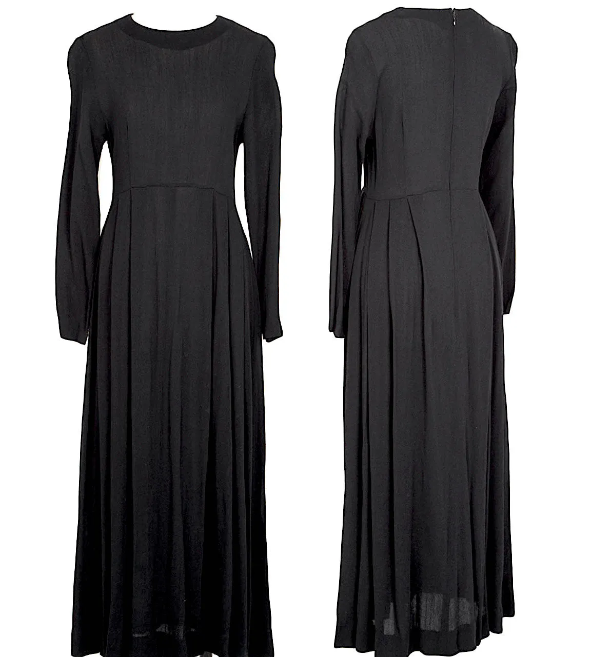 A/T Atsuro Tayama Japan. Black Pleat Switching False Collar Dress