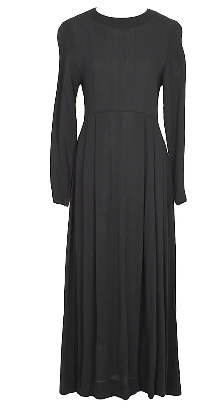 A/T Atsuro Tayama Japan. Black Pleat Switching False Collar Dress