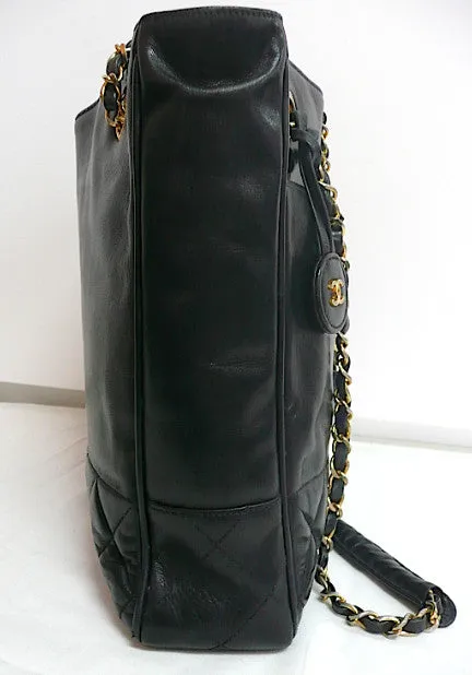 Authentic Chanel Vintage Large Quilted Black Classic Tote
