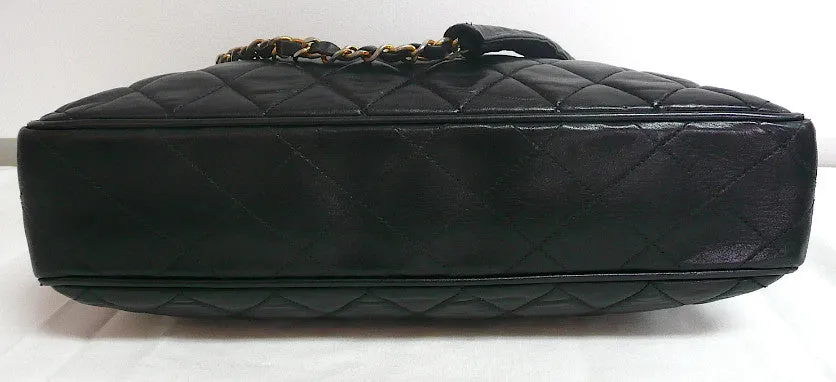 Authentic Chanel Vintage Large Quilted Black Classic Tote