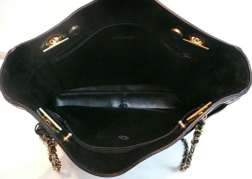 Authentic Chanel Vintage Large Quilted Black Classic Tote