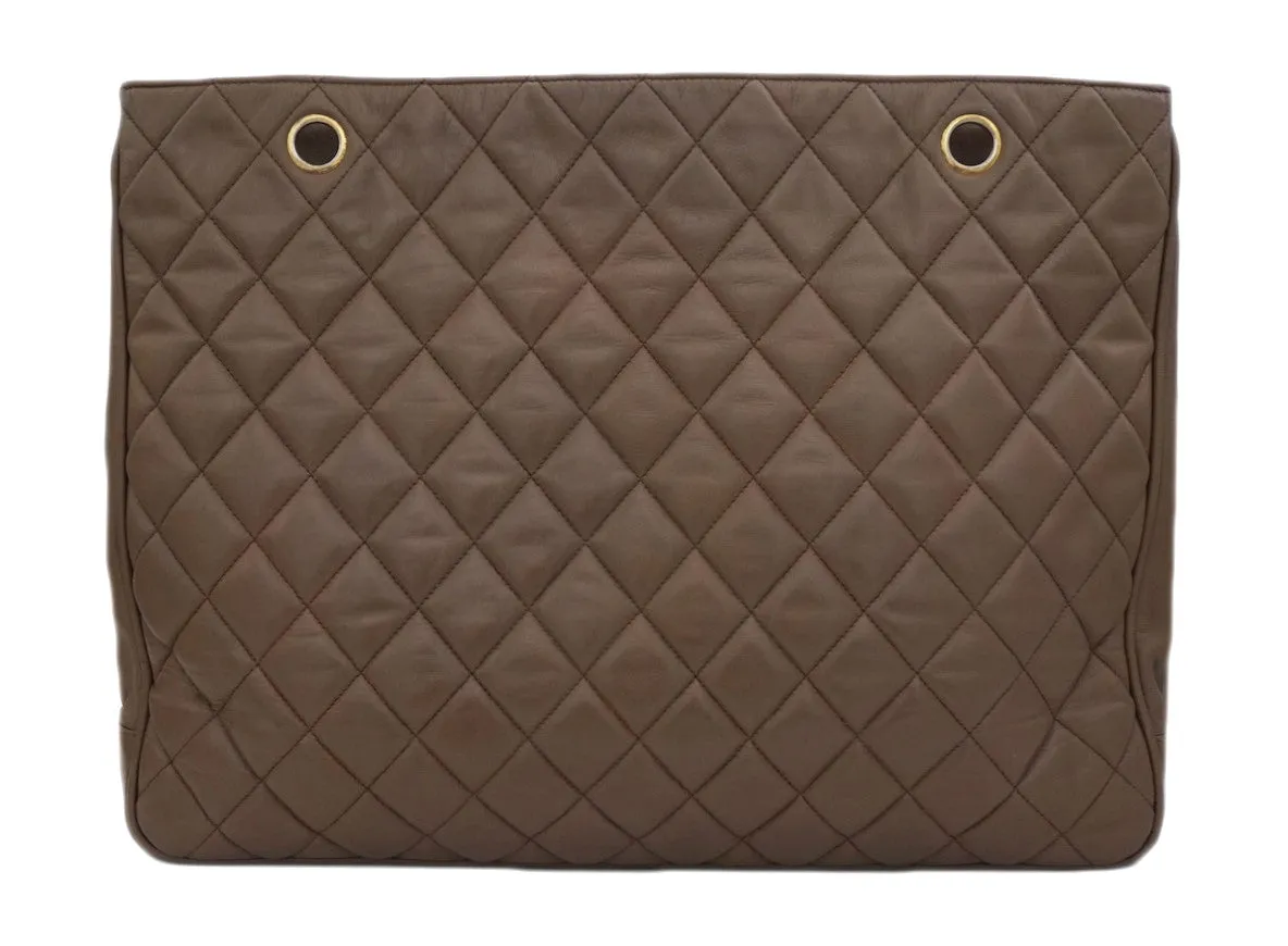 Authentic Chanel Vintage Taupe Quilted Jumbo Tote