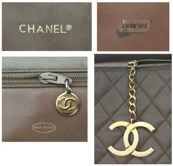 Authentic Chanel Vintage Taupe Quilted Jumbo Tote
