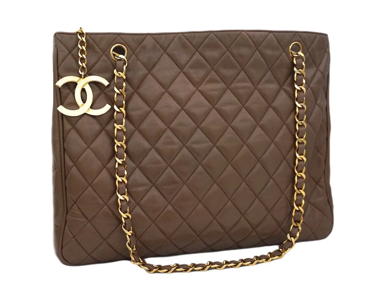 Authentic Chanel Vintage Taupe Quilted Jumbo Tote
