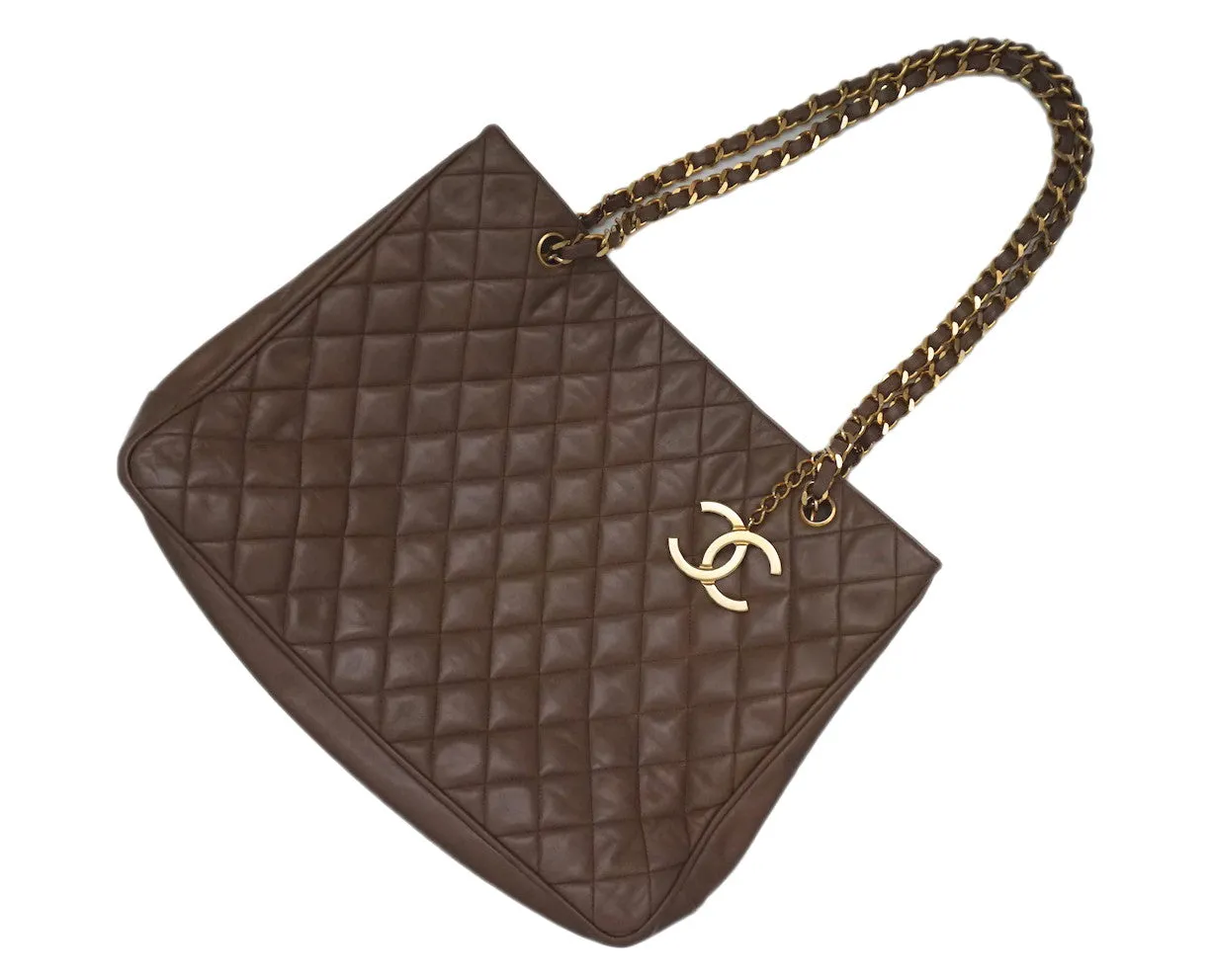 Authentic Chanel Vintage Taupe Quilted Jumbo Tote