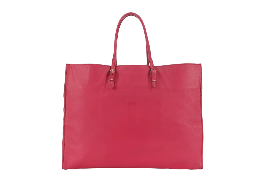 BALENCIAGA HOLIDAY A4 FUCHSIA LEATHER TOTE BAG WITH DUST COVER