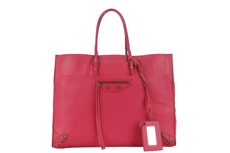 BALENCIAGA HOLIDAY A4 FUCHSIA LEATHER TOTE BAG WITH DUST COVER