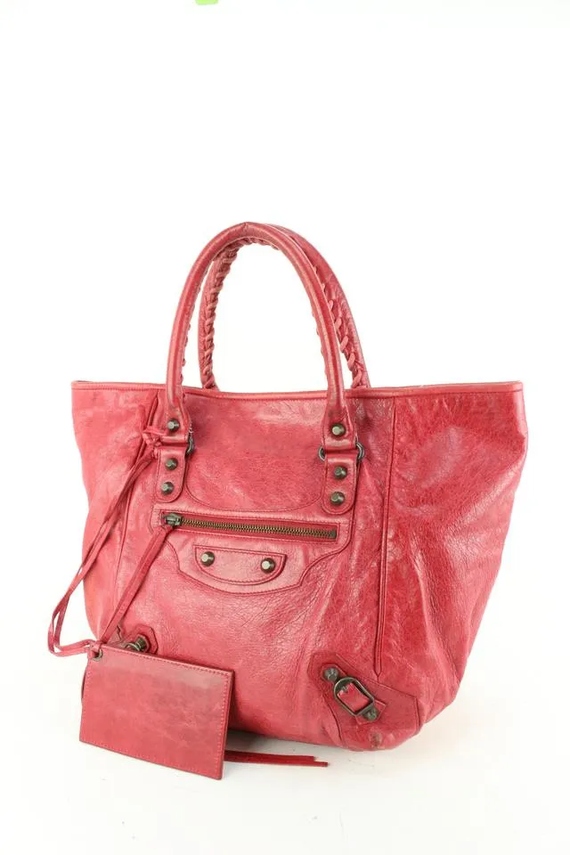 Balenciaga Red Sang Lambskin Leather S Sunday Tote 98ba52s
