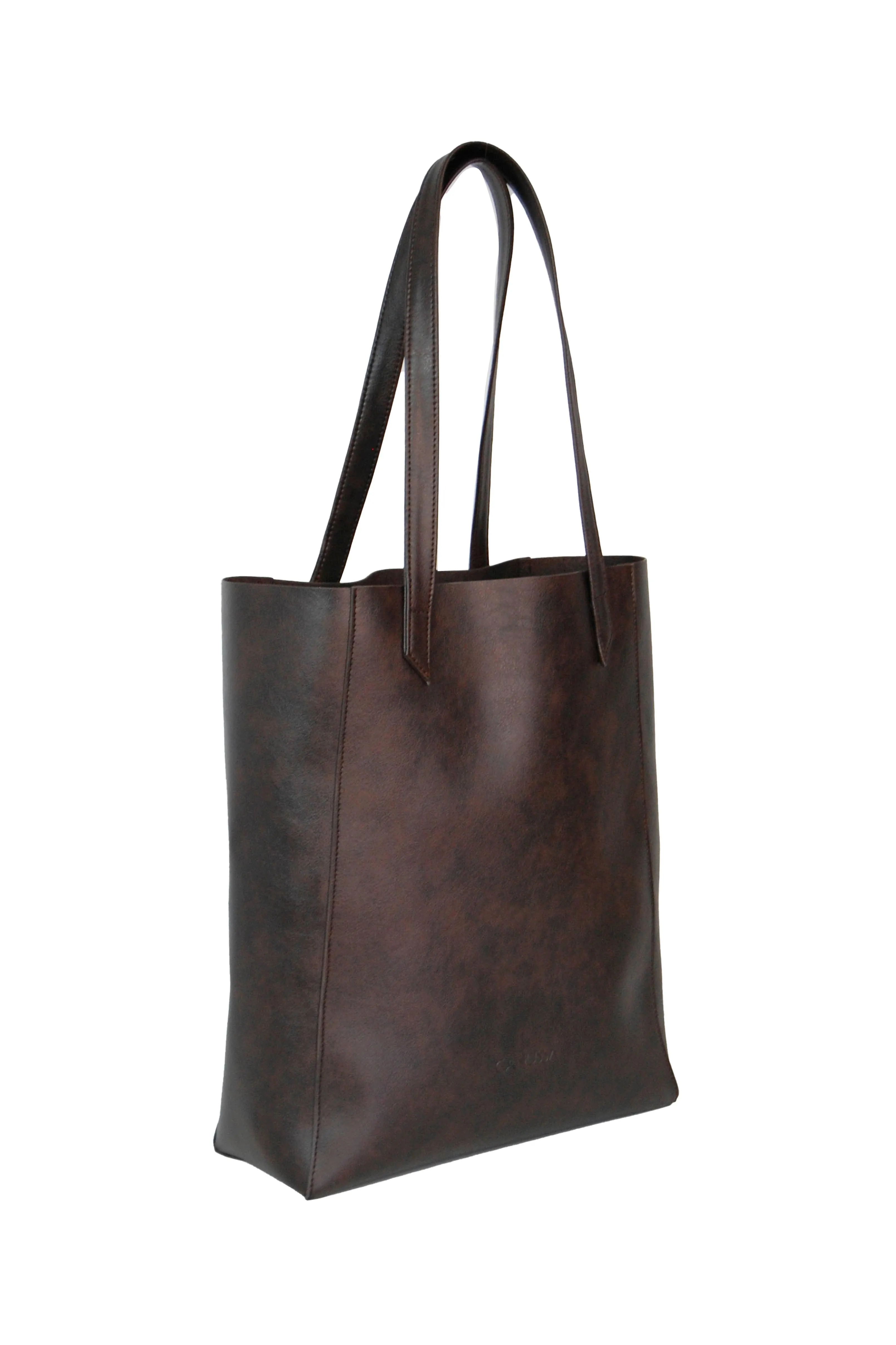 Basic Vegan Leather Everyday Tote Bag | Chocolate