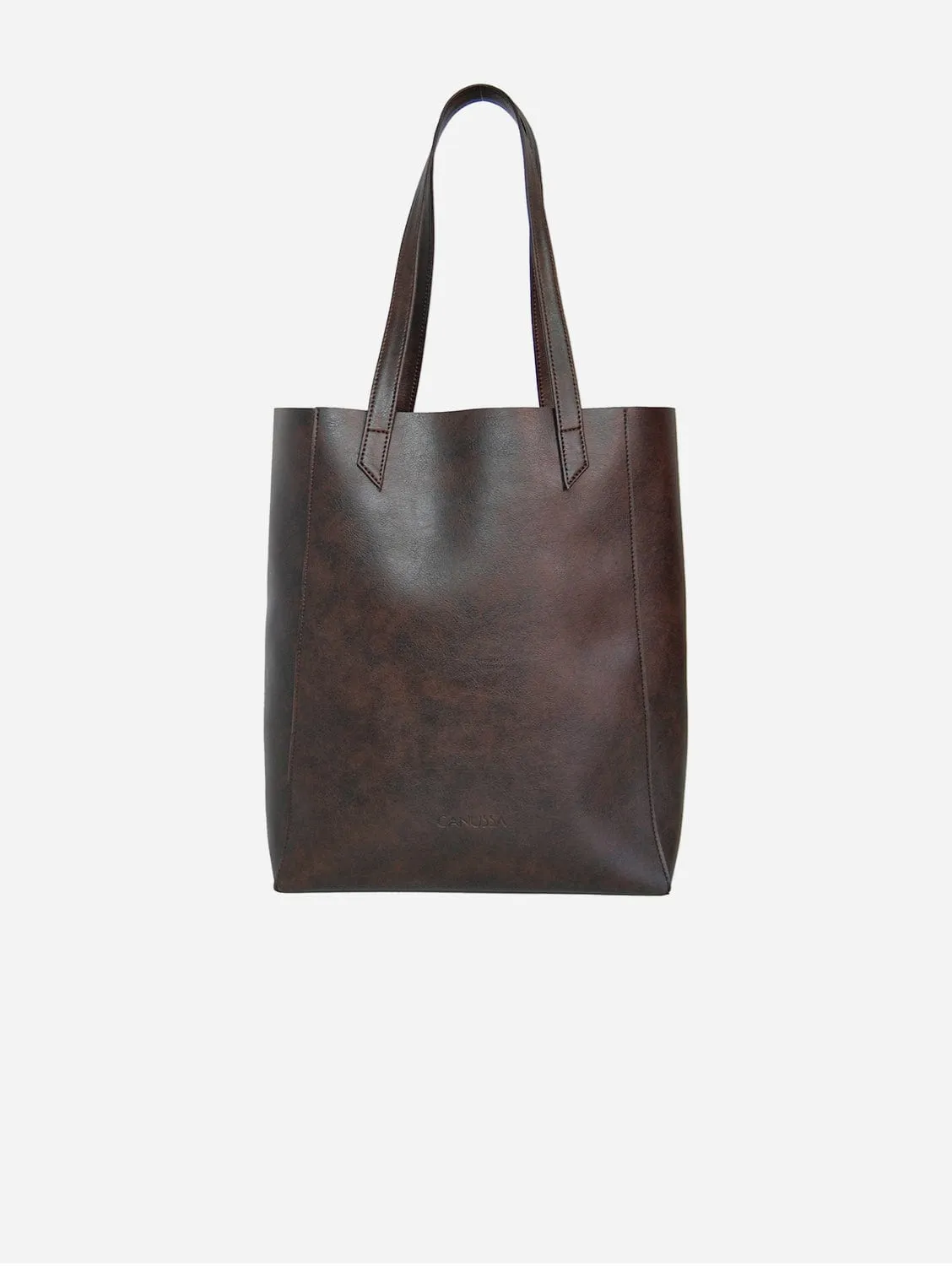 Basic Vegan Leather Everyday Tote Bag | Chocolate