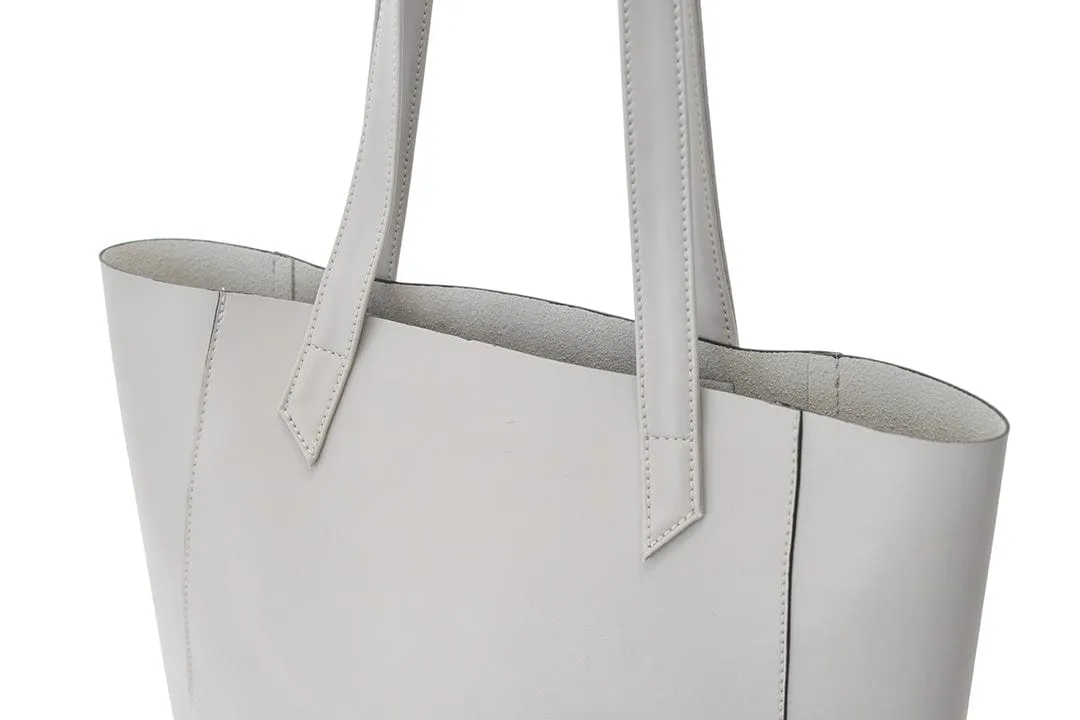 Basic Vegan Leather Everyday Tote Bag | Stone