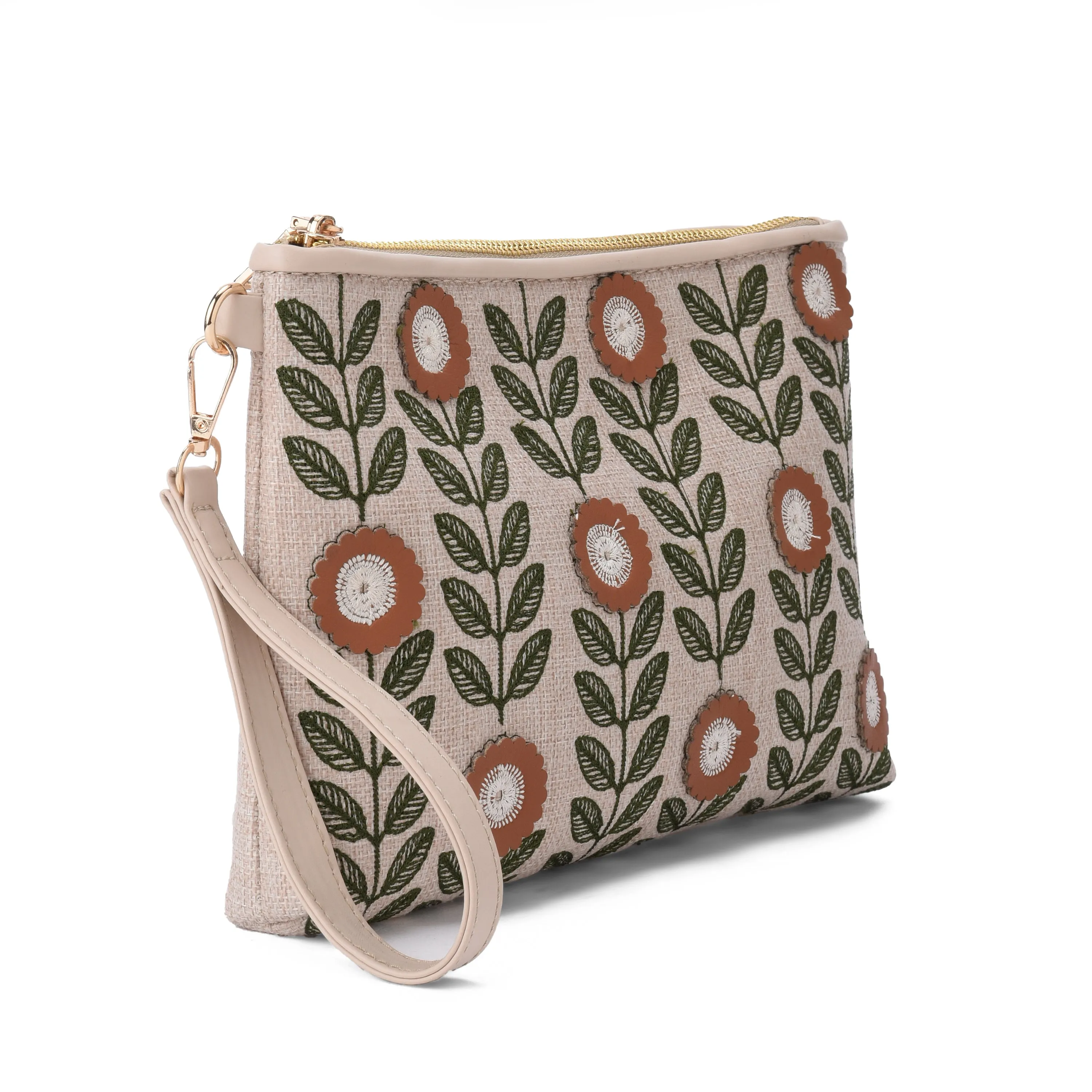 Beige floral Clutch