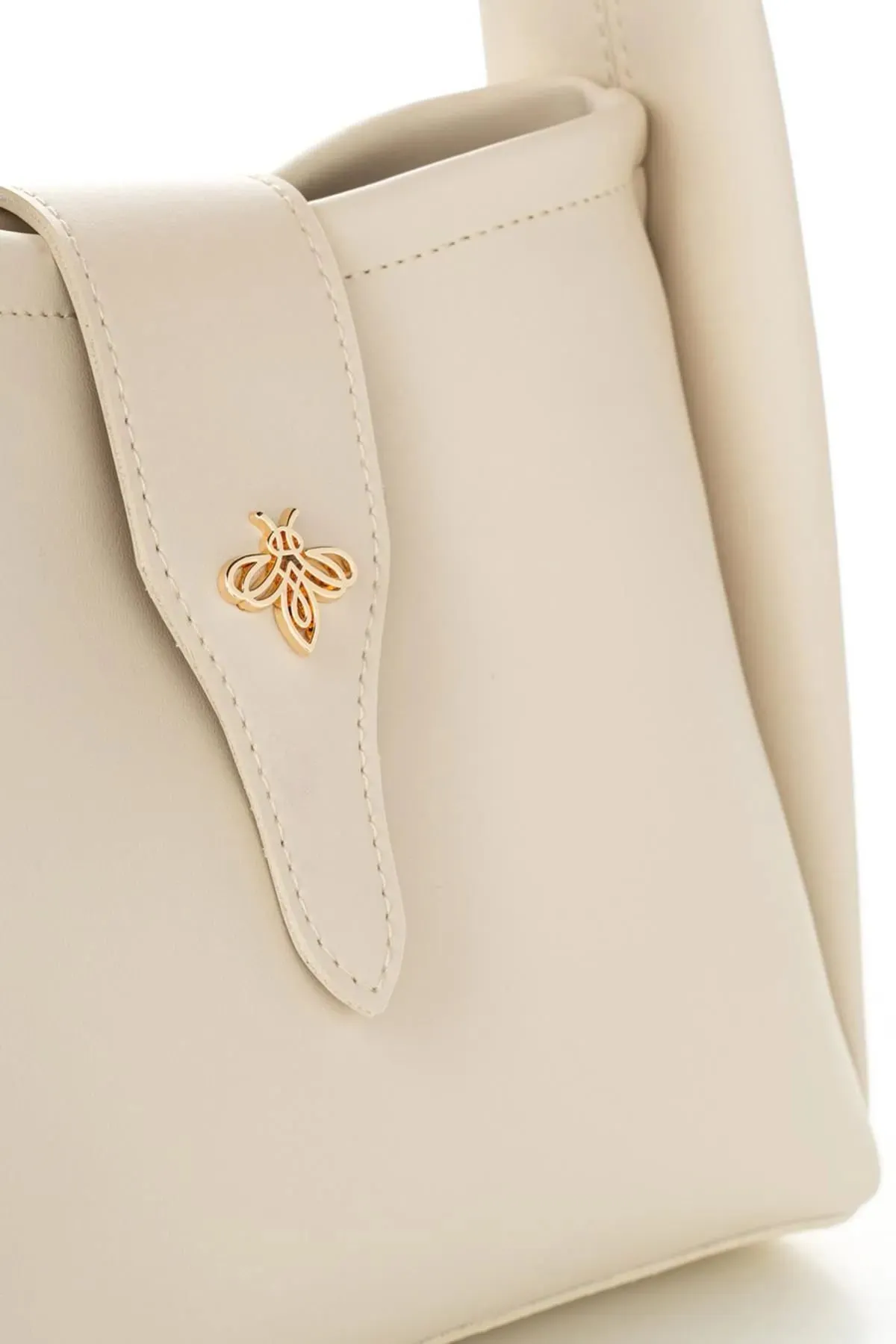 Beige Quilted Clutch Handbag