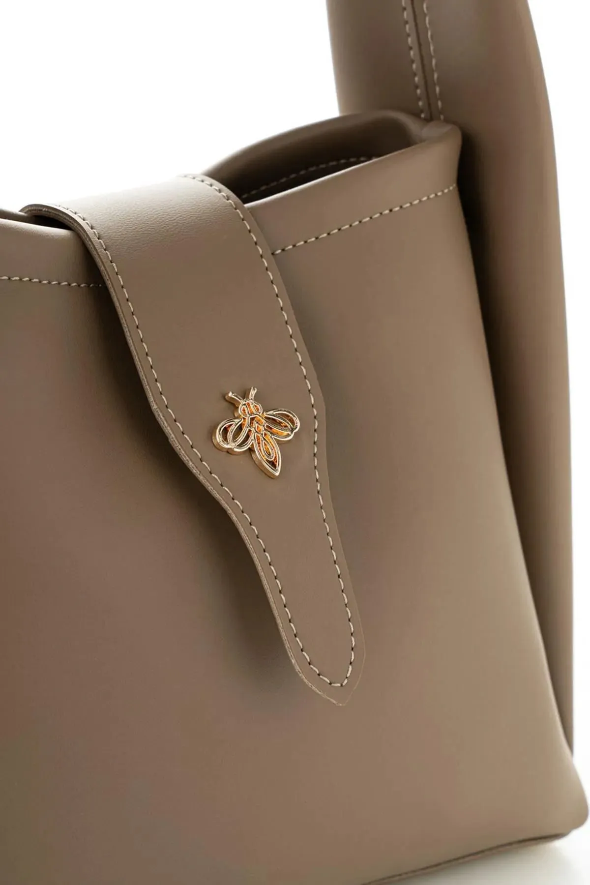 Beige Quilted Clutch Handbag