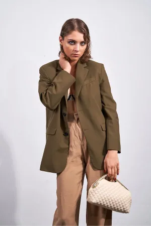 Beige Quilted Clutch Portfolio Handbag