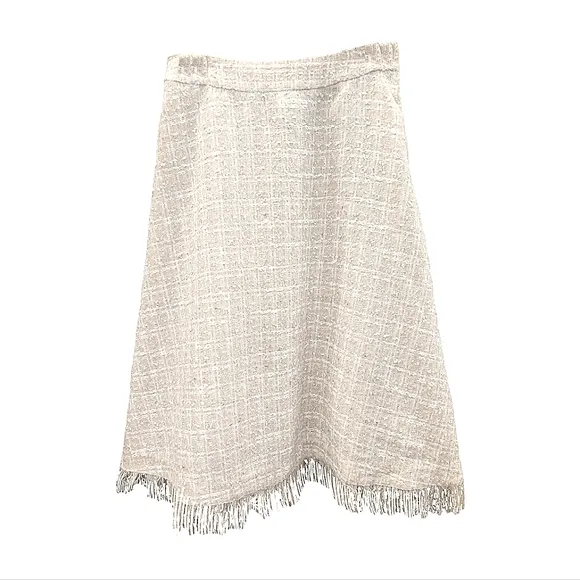 Biege Feminine Tweed A Line Skirt