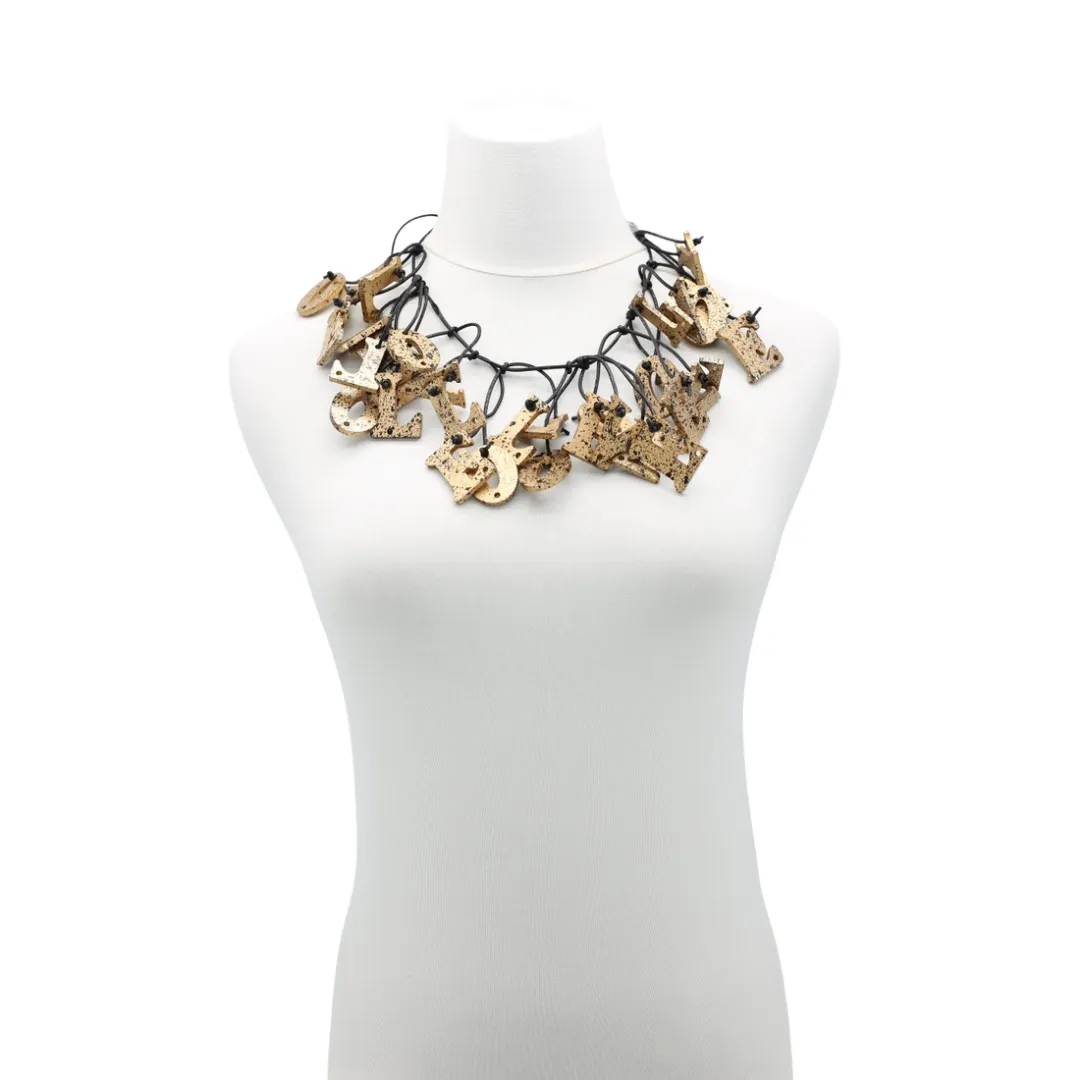 Big LOVE Necklace - Hand-painted - Short/Gold