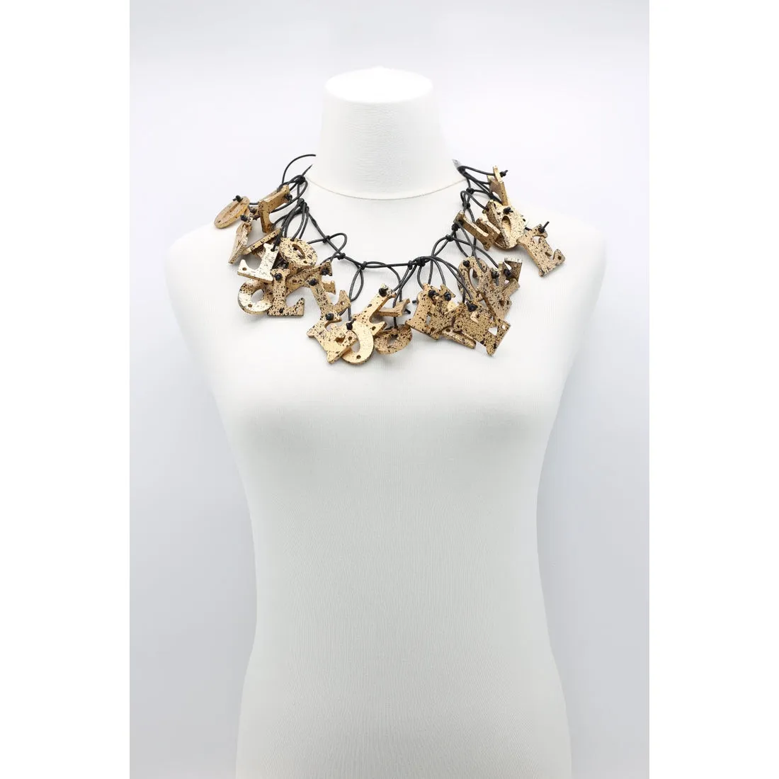 Big LOVE Necklace - Hand-painted - Short/Gold