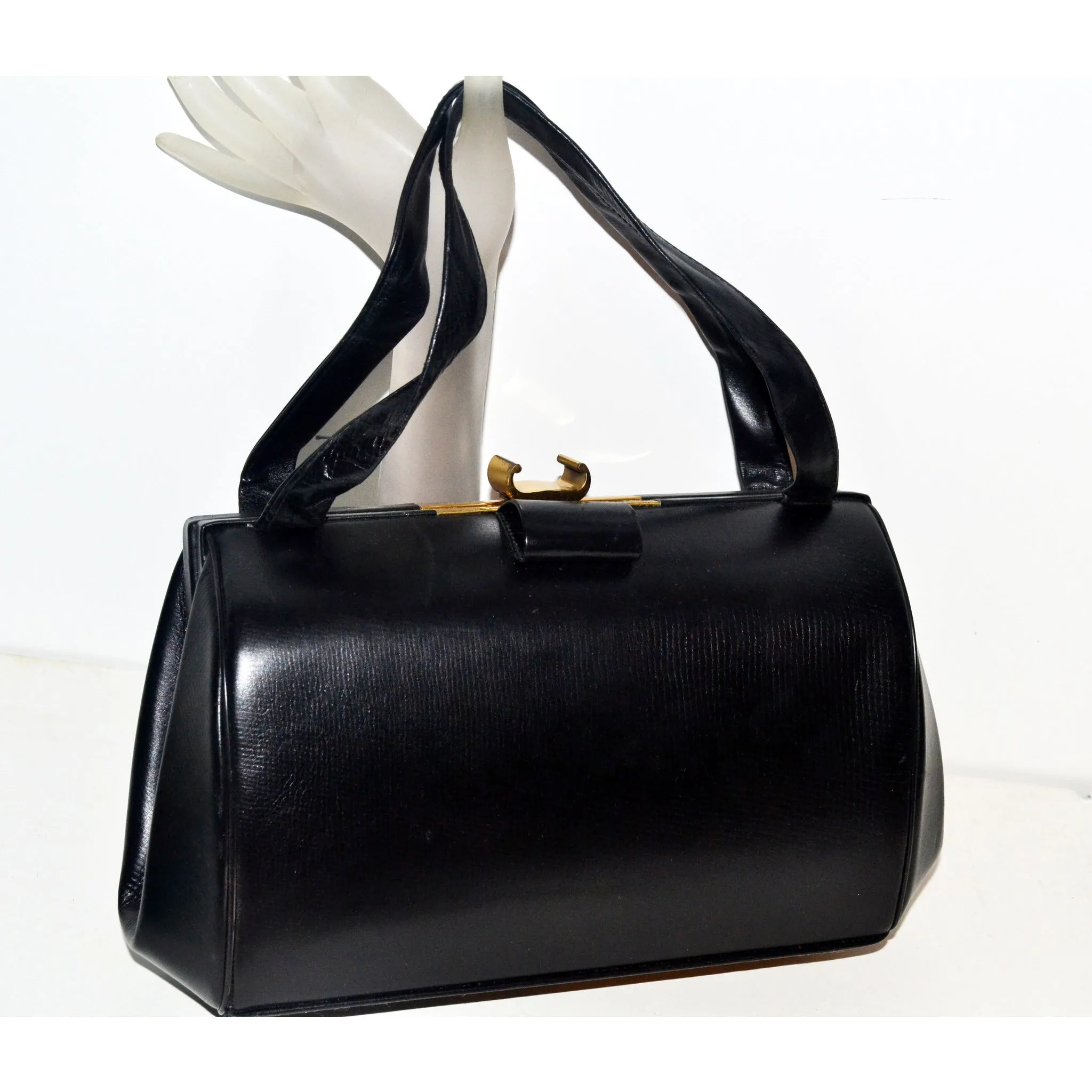 Black Leather Handbag By Jenny