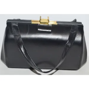 Black Leather Handbag By Jenny