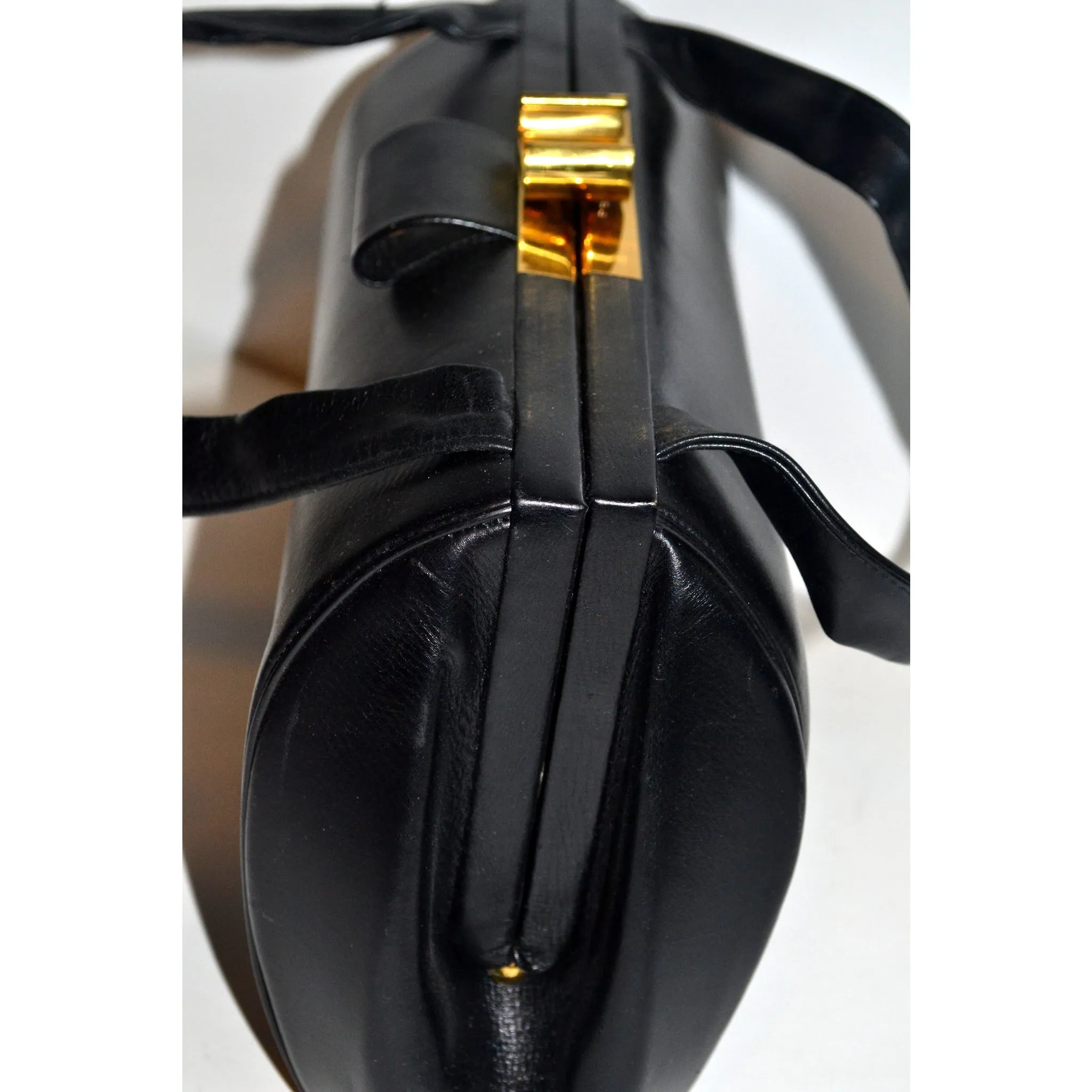 Black Leather Handbag By Jenny
